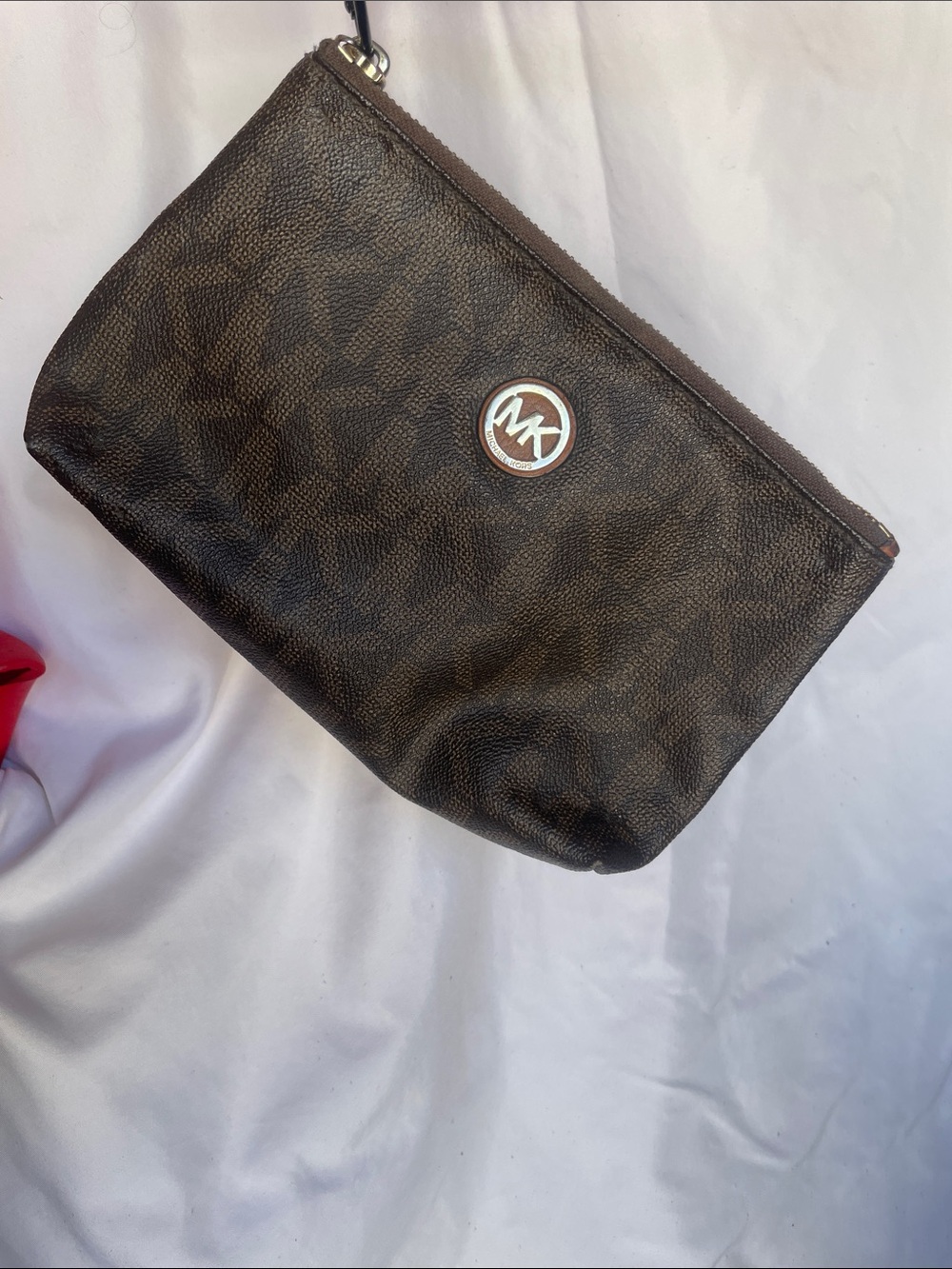 Michael Kors Brown MK Logo Toiletry Pouch
